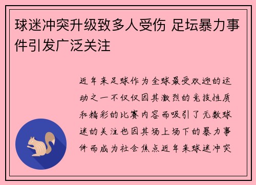 球迷冲突升级致多人受伤 足坛暴力事件引发广泛关注
